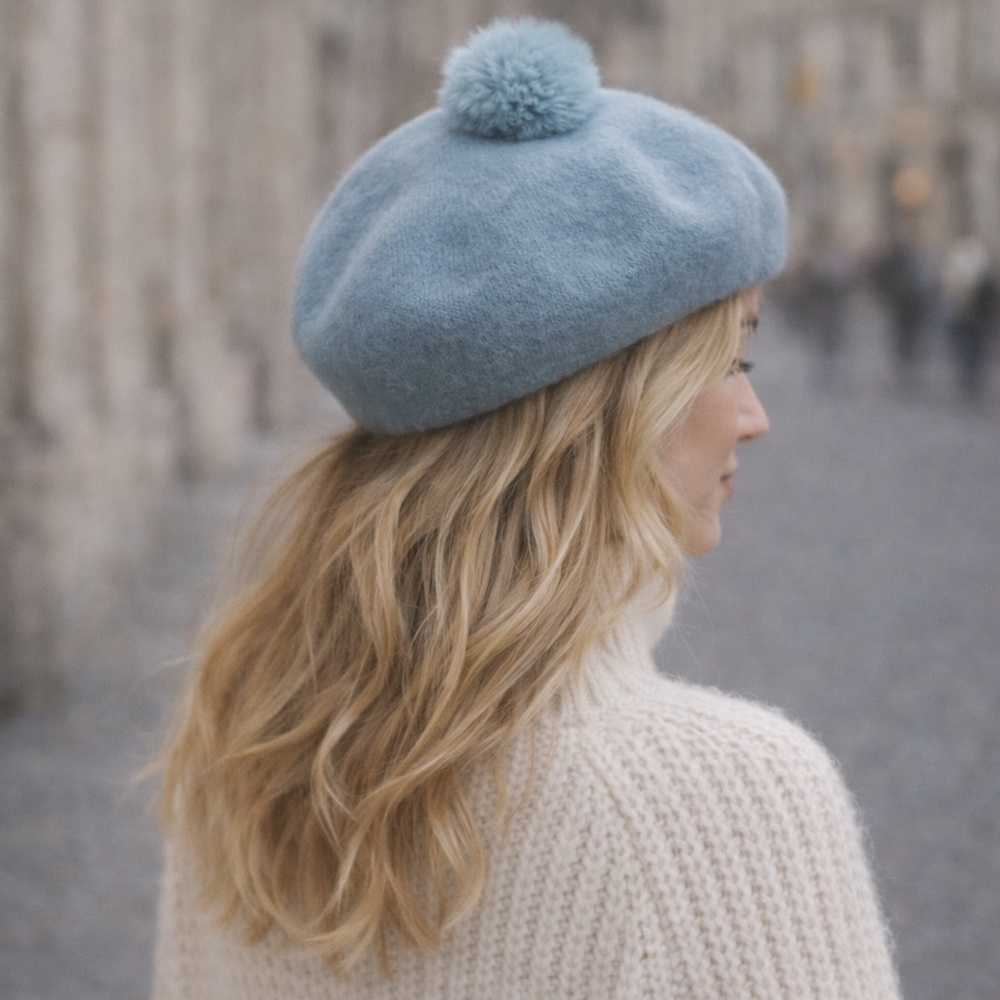 Blue Fuzzy Beret